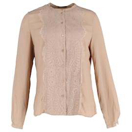 Blusa in poliestere beige con pizzo Alexander McQueen