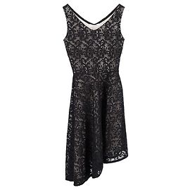 Vestido de encaje asimétrico Christian Dior en poliéster negro