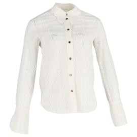 Blusa bianca in poliestere con bottoni in pizzo Chloé