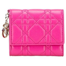 Christian Dior Portafoglio in pelle Dior Lady Dior Cannage Lotus