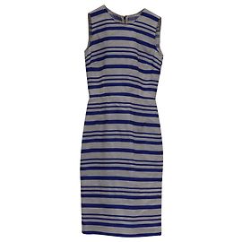 Gestreiftes knielanges Kleid von Dolce & Gabbana aus blauem und weißem Leinen