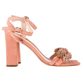 Sandalias de tacón adornadas con borlas Loeffler Randall en ante melocotón