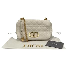 Dior Caro Medio Pelle Cannage Bianca Oro