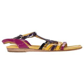 Sandali piatti con cinturini Tod's in pelle verniciata multicolore