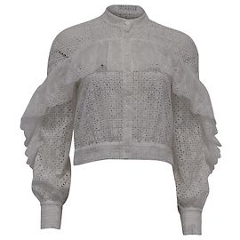 Self portrait Blusa in pizzo floreale con occhielli Self-Portrait in poliestere bianco