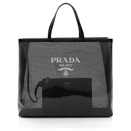 Große Tote aus Pailletten-Mesh mit Prada-Logo