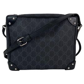 Bolso mensajero cuadrado Gucci GG Supreme Selleria negro