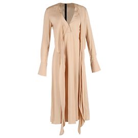 Vestido Maxi Dedra con Detalle de Lazo en Viscosa Beige de Petar Petrov