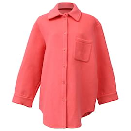 Max & Co Camicia Overshirt con Bottoni in Lana Corallo
