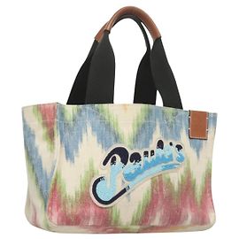 LOEWE Anagram Paula's Ibiza Tote Bag Canvas Mehrfarbig Auth 132697