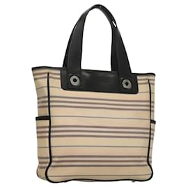Burberry Borsa Tote in Tela Beige Argento Auth bs27693