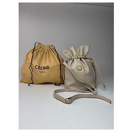 Céline Borsa in pelle Celine Seau16 vintage grigia e bianca