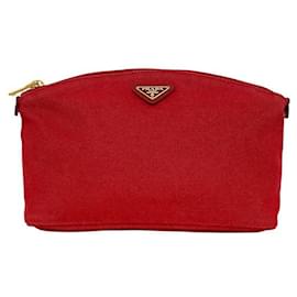 Pochette Prada Canapa Rossa in Tela e Pelle