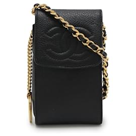 Borsa a spalla in pelle caviar Chanel con catena