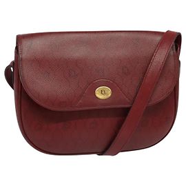 Borsa a spalla in tela a nido d'ape PVC rossa e oro Christian Dior Auth 134766