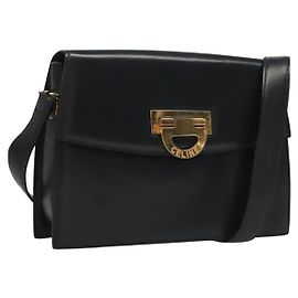 Céline Borsa a Spalla CELINE in Pelle Blu Navy Oro Auth 132947