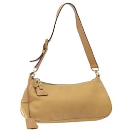 Borsa a Spalla PRADA Nylon Beige Oro Auth 131423