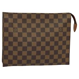 LOUIS VUITTON Pochette Posh Toilette 26 Damier Ebene N47543 LV Auth 135474