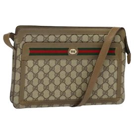 Borsa a Spalla Gucci GG Supreme Web Sherry Line PVC Beige 41 02 090 Auth ki5836