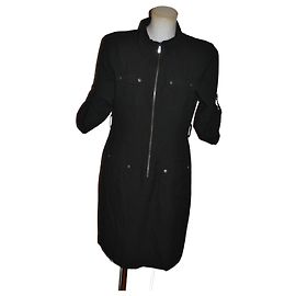 Vestido midi de algodón negro Michael Kors