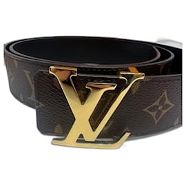 Cinto Louis Vuitton de couro marrom claro e escuro