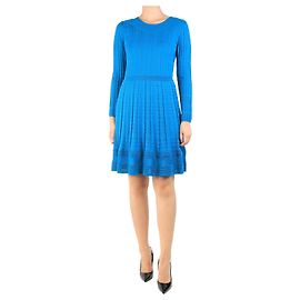 Missoni Blaues plissiertes Strickkleid - Größe UK 10