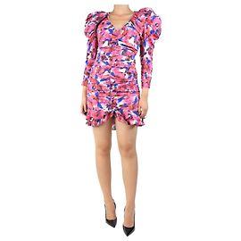 Isabel Marant Vestido mini arrugado estampado rosa - talla UK 10