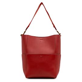 Borsa a secchiello media in pelle rossa Celine con tracolla - Céline