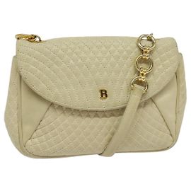 BALLY Borsa a Spalla in Pelle Beige Oro Auth bs28149