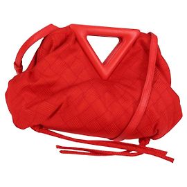 Autre Marque BOTTEGA VENETA Borsa a Mano Point Nylon 2 vie Rossa Oro Auth 132561M