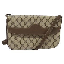 Gucci Borsa a Spalla GG Supreme PVC Beige Oro 004 256 0024 Auth ki5813
