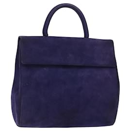 PRADA Borsa a Mano Camoscio Viola Oro Auth 132139