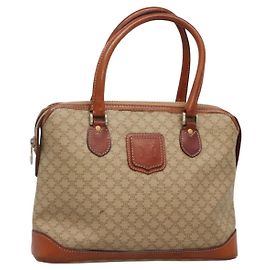 Céline Borsa a mano in tela Macadam CELINE in pelle PVC beige oro Auth 132516
