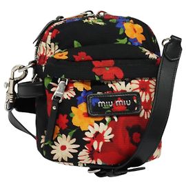 Borsa a Spalla Miu Miu in Tela Nera e Oro Auth 132826