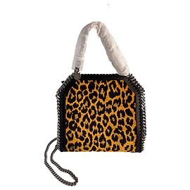 Stella Mc Cartney Borsa a spalla mini in tessuto ecologico pieghevole Falabella con stampa leopardata bicolore