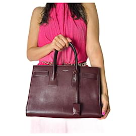 Saint Laurent Borsa tote piccola in pelle Sac De Jour bordeaux