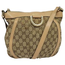 GUCCI GG Canvas Schultertasche Beige Gold 203257 Auth 134640
