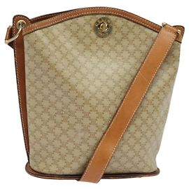 Céline Borsa a Spalla in Tela Macadam CELINE PVC Beige Oro Auth 132542