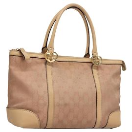 Borsa Tote Lovely GG Canvas Gucci Rosa Oro 257069 Auth yk18786