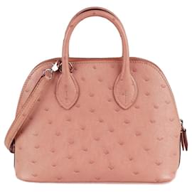 Hermès Mini Bolide Rosa in Pelle di Struzzo