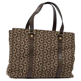 Céline Borsa a mano in tela Macadam C di CELINE marrone oro Auth ep9908