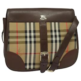 Borsa a Spalla Burberrys Nova Check in Tela e Pelle Beige Oro Auth yk18913 - Autre Marque