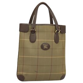 Autre Marque Bolso Tote Burberrys Nova Check de lona beige dorado Auth ep9944