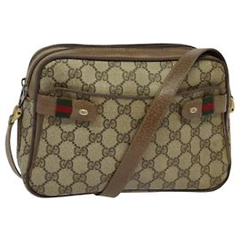 Gucci GG Supreme Web Sherry Line Tasche aus PVC Beige Gold 904 02 049 Auth ar13697