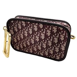 Pochette Christian Dior Diorquake in Pelle Bordeaux e Tela Monogramma