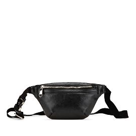 Sac banane en cuir noir embossé GG Gucci