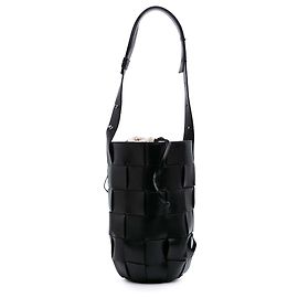 Secchiello Lantern Casette Intrecciato in Nappa Nera di Bottega Veneta
