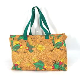 HERMES Grande Borsa a Spalla in Tela con Motivo di Uccello Vintage - Hermès