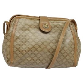 Céline Bolso de Hombro de Lona Macadam CELINE PVC Beige Oro Auth 133587
