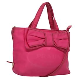 PRADA Borsa a Mano Nylon 2 vie Rosa Oro Auth 135626